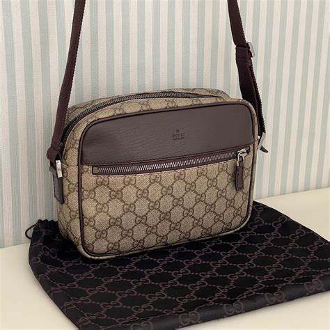 114291 gucci|GUCCI GG Canvas Shoulder Bag PVC Leather Beige 114291 .